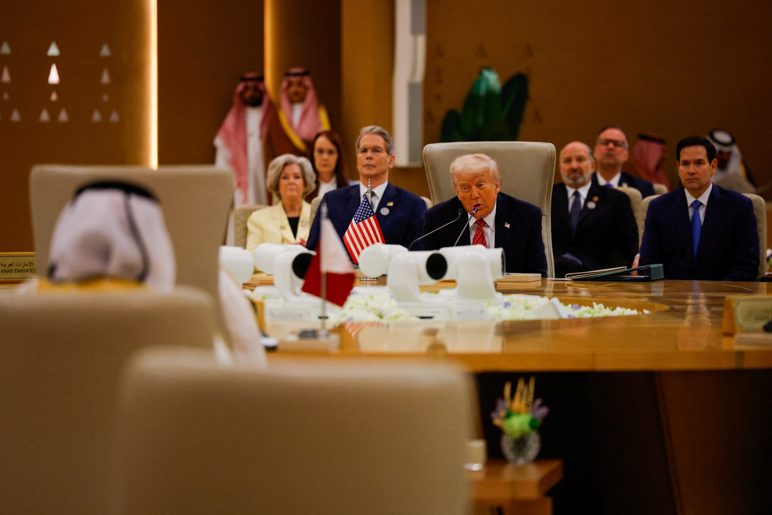 President Donald J. Trump speaks at the Gulf Cooperation Council in Riyadh, Saudi Arabia, May 14. (REUTERS/Brian Snyder)