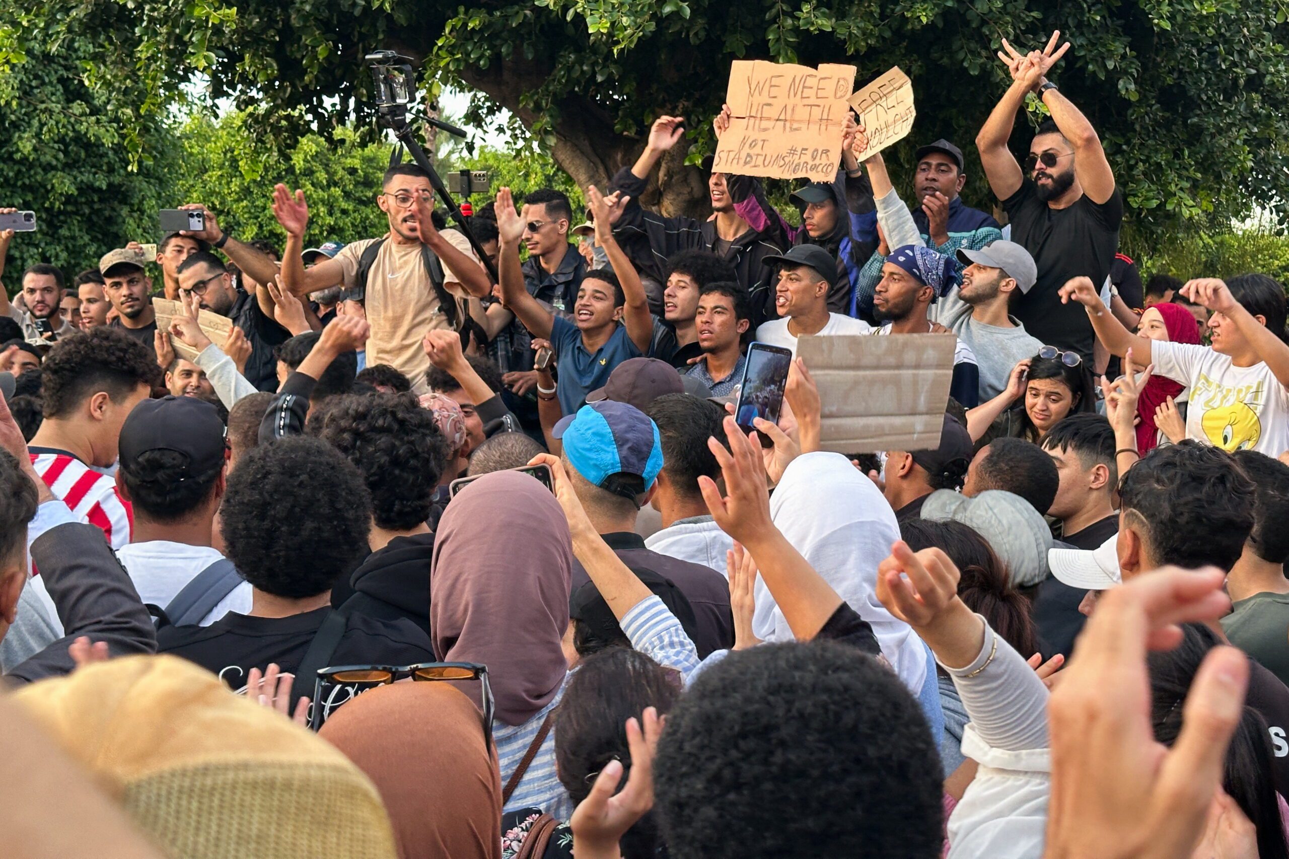 Protesters demonstrate in Casablanca, Morocco, October 2. (REUTERS/Stringer)