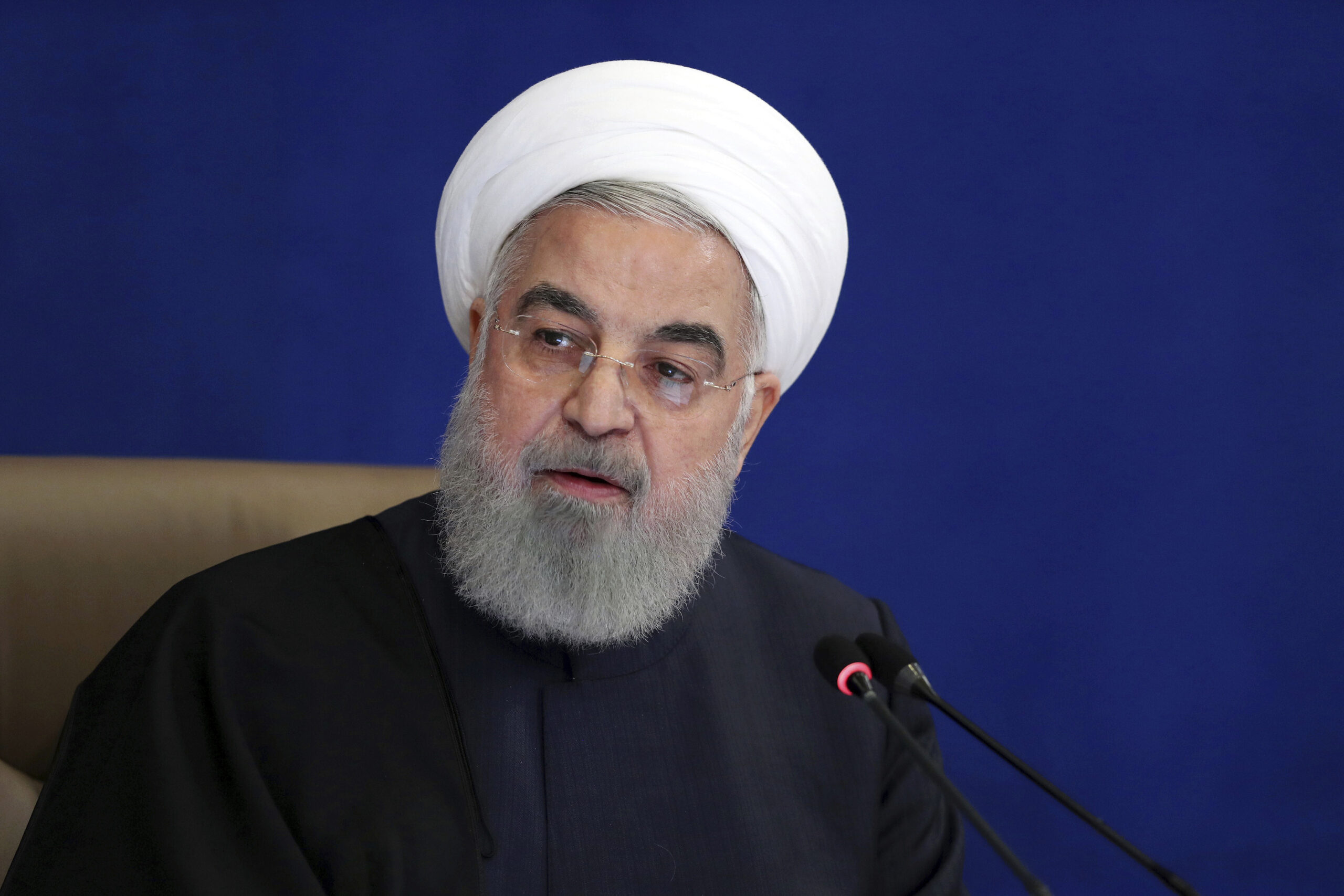President Hassan Rouhani speaks during a meeting in Tehran, Iran, December 9, 2020. (Iranian Presidency Office via AP, File)