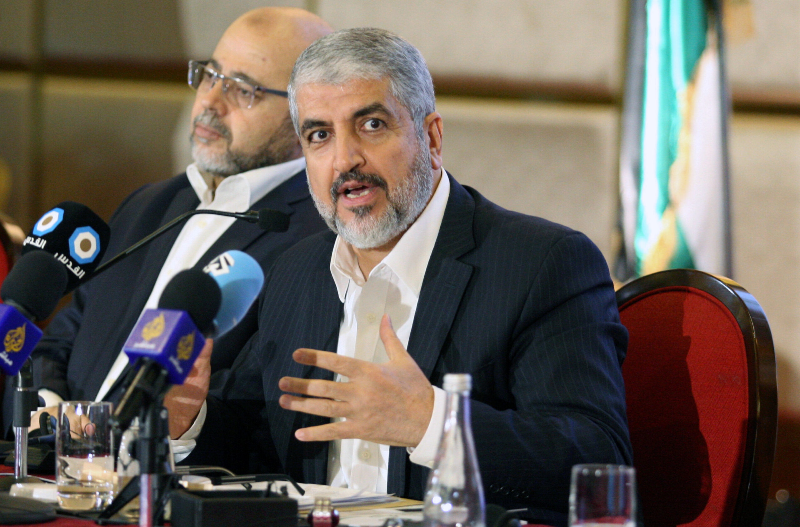 Hamas leader Khaled Meshaal gestures as he announces a new policy document in Doha, Qatar, May 1, 2017. (REUTERS/Naseem Zeitoon)