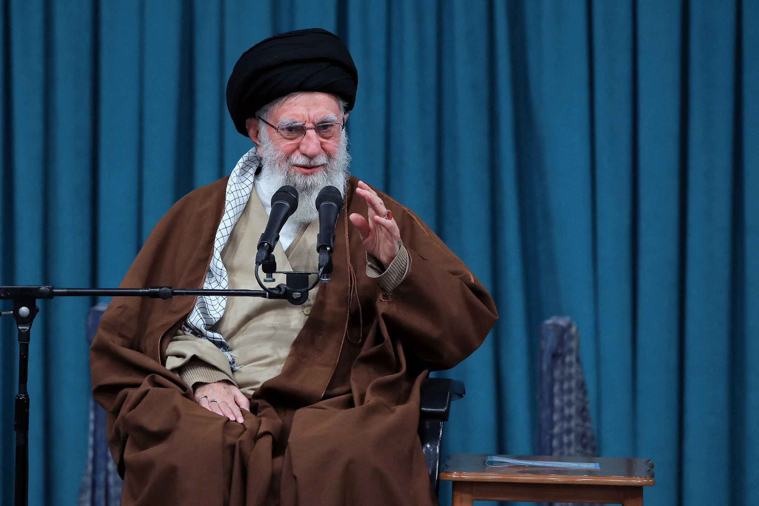 Iranian Supreme Leader Ayatollah Ali Khamenei speaks during a meeting in Tehran, Iran, January 1. (Office of the Iranian Supreme Leader/West Asia News Agency/Handout via REUTERS)