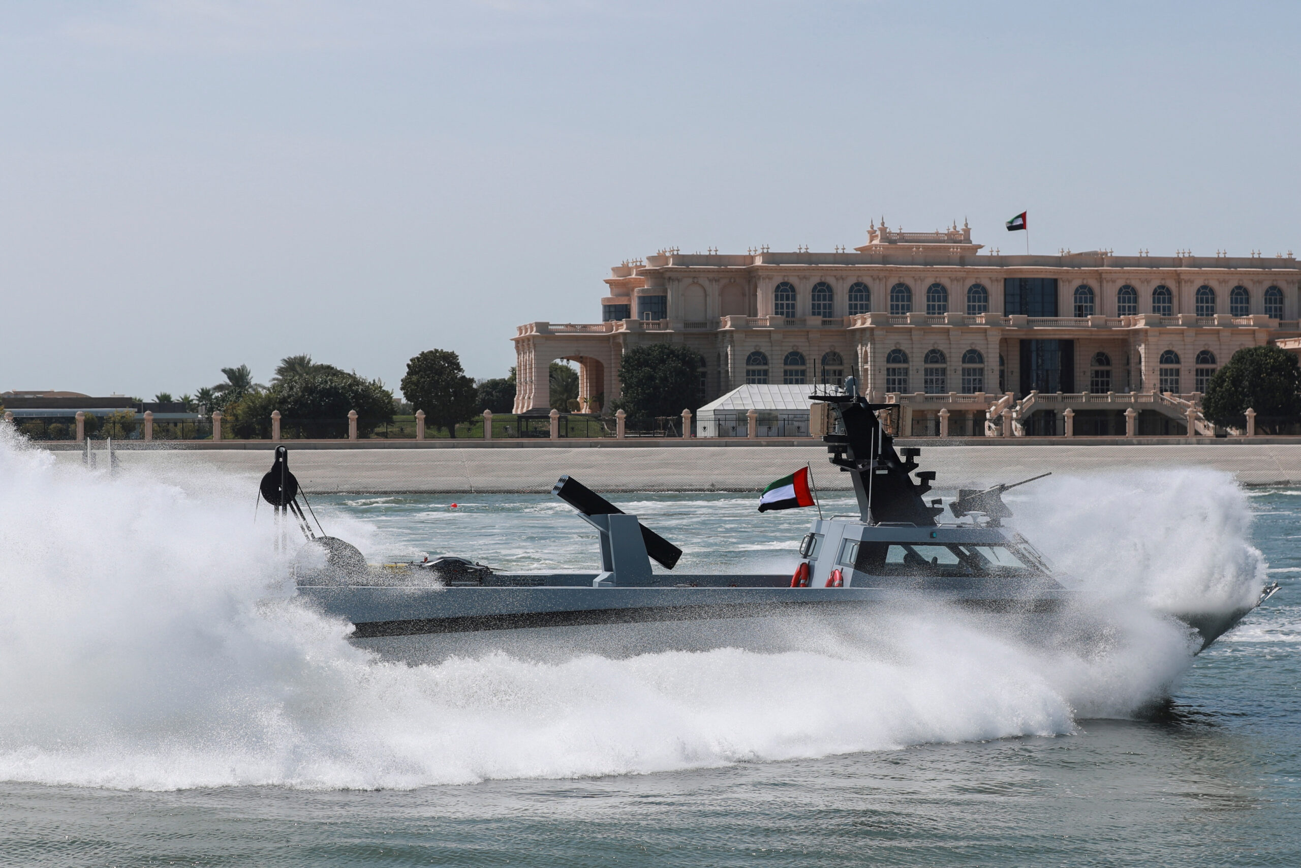 An unmanned naval boat is seen during a joint demonstration carried out by Israel and the United Arab Emirates at NAVDEX in Abu Dhabi, UAE, February 20. (REUTERS/Amr Alfiky)